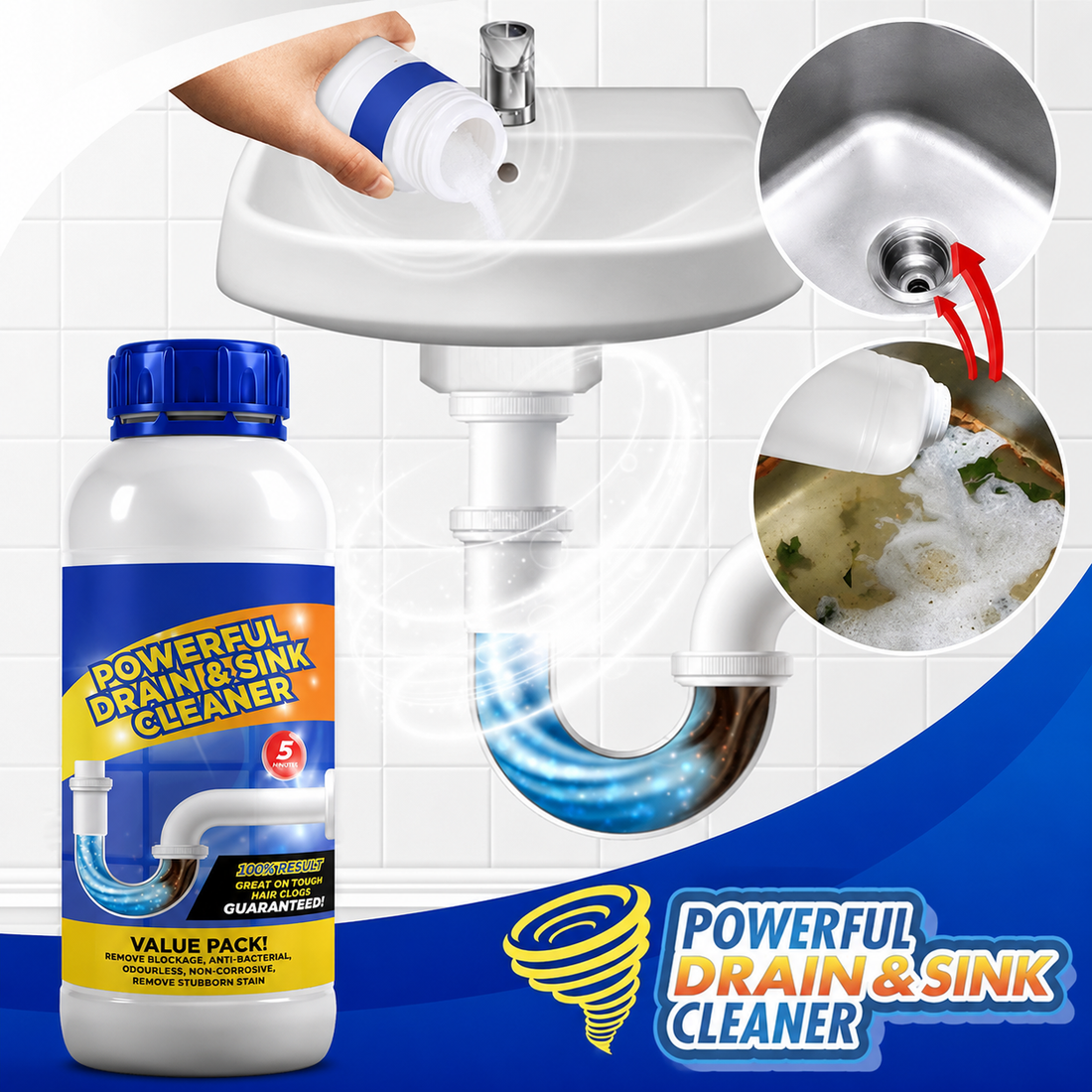 Powerful Drain & Sink Cleaner 100gms (Pack Of 4)