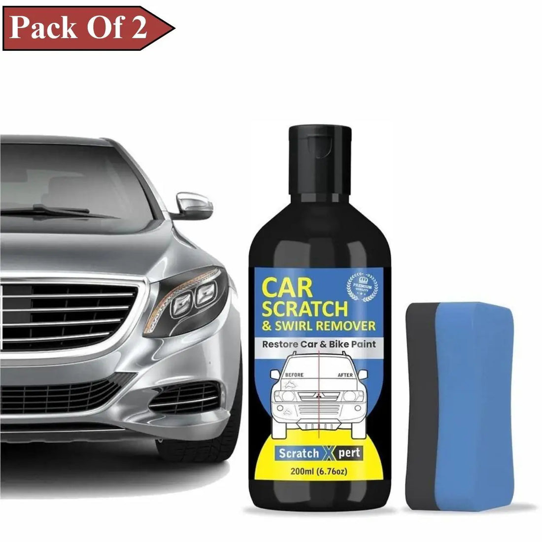 Car Body Scratch Remover And Repair Polishing Cream Kit With Sponge 200Ml(Pack Of 2)